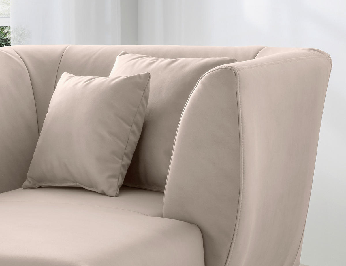 XXL-SESSEL in Lederlook Beige  - Beige/Schwarz, Modern, Holz/Textil (108/84/155cm) - Livetastic