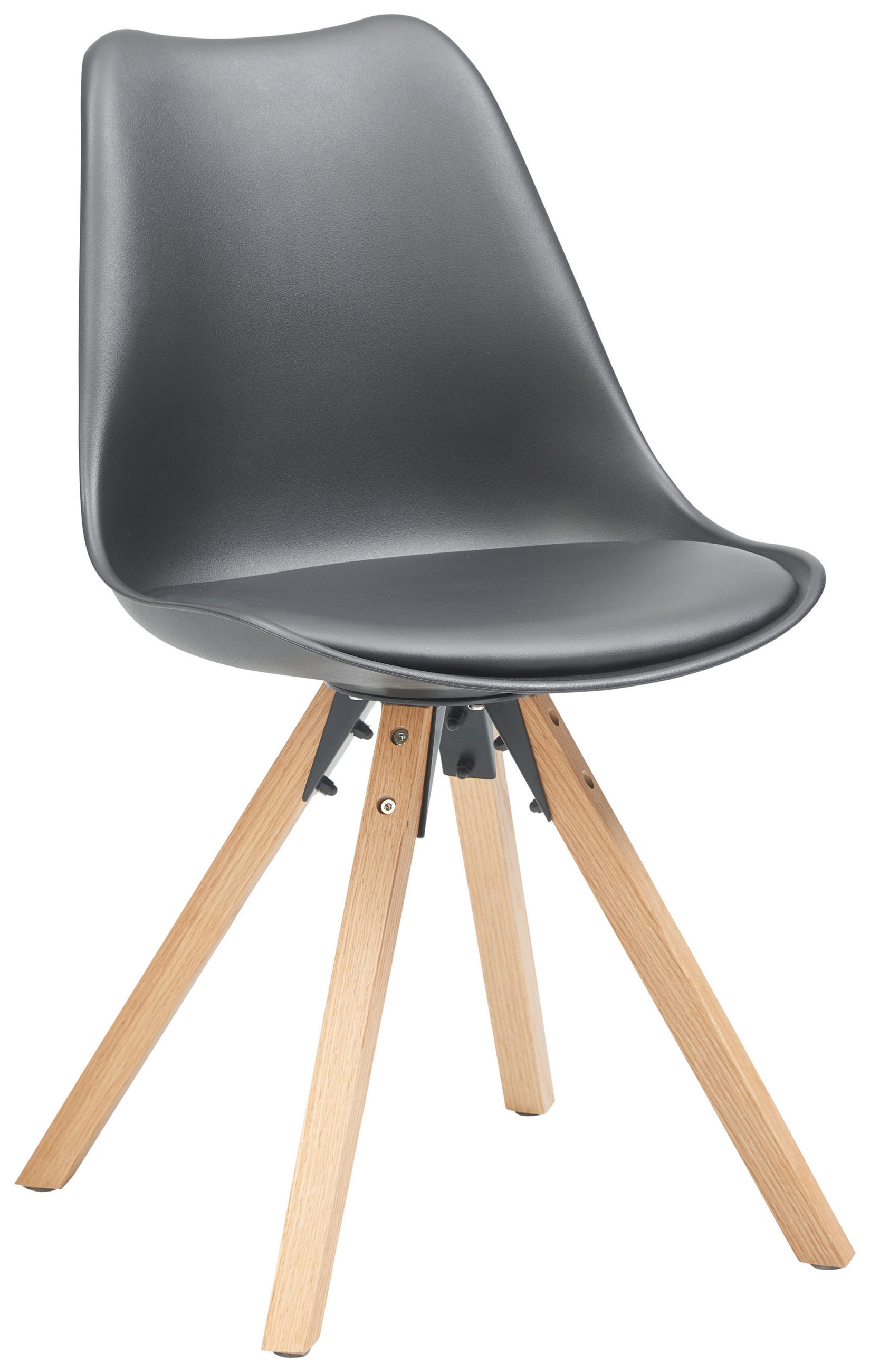 Scaun din lemn, plastic, textil, negru