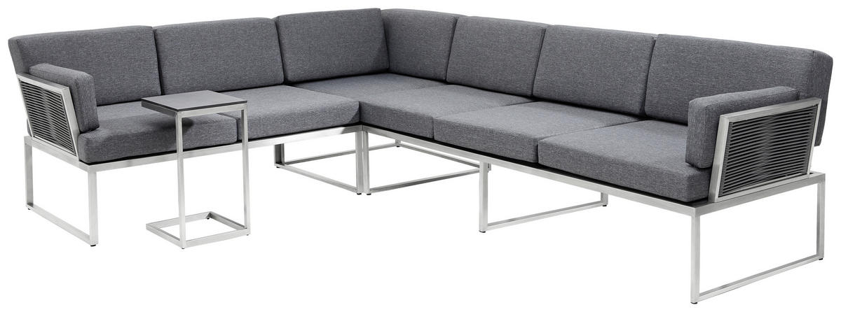 MASĂ AUXILIARĂ DE GRĂDINĂ 35/30/56 cm   - gri închis/culoare inox, Design, plastic/metal (35/30/56cm) - Amatio