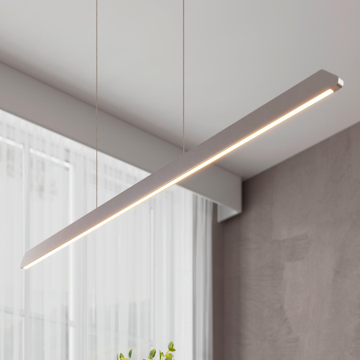ZÁVĚSNÉ LED SVÍTIDLO, 113/1,5/150 cm  - barvy niklu, Design, kov/plast (113/1,5/150cm) - Novel