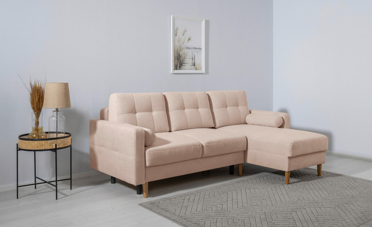 ECKSOFA in Beige  - Beige/Buchefarben, Design, Holz/Textil (223/157cm) - MID.YOU