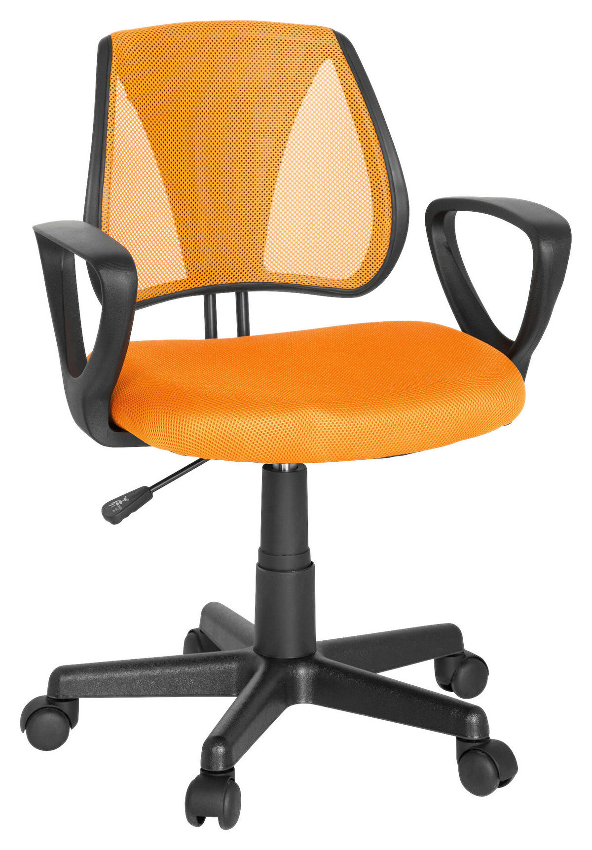 OTOČNÁ ŽIDLE PRO MLÁDEŽ, oranžová - oranžová/černá, Basics, plast (58/75-92/45cm) - MID.YOU
