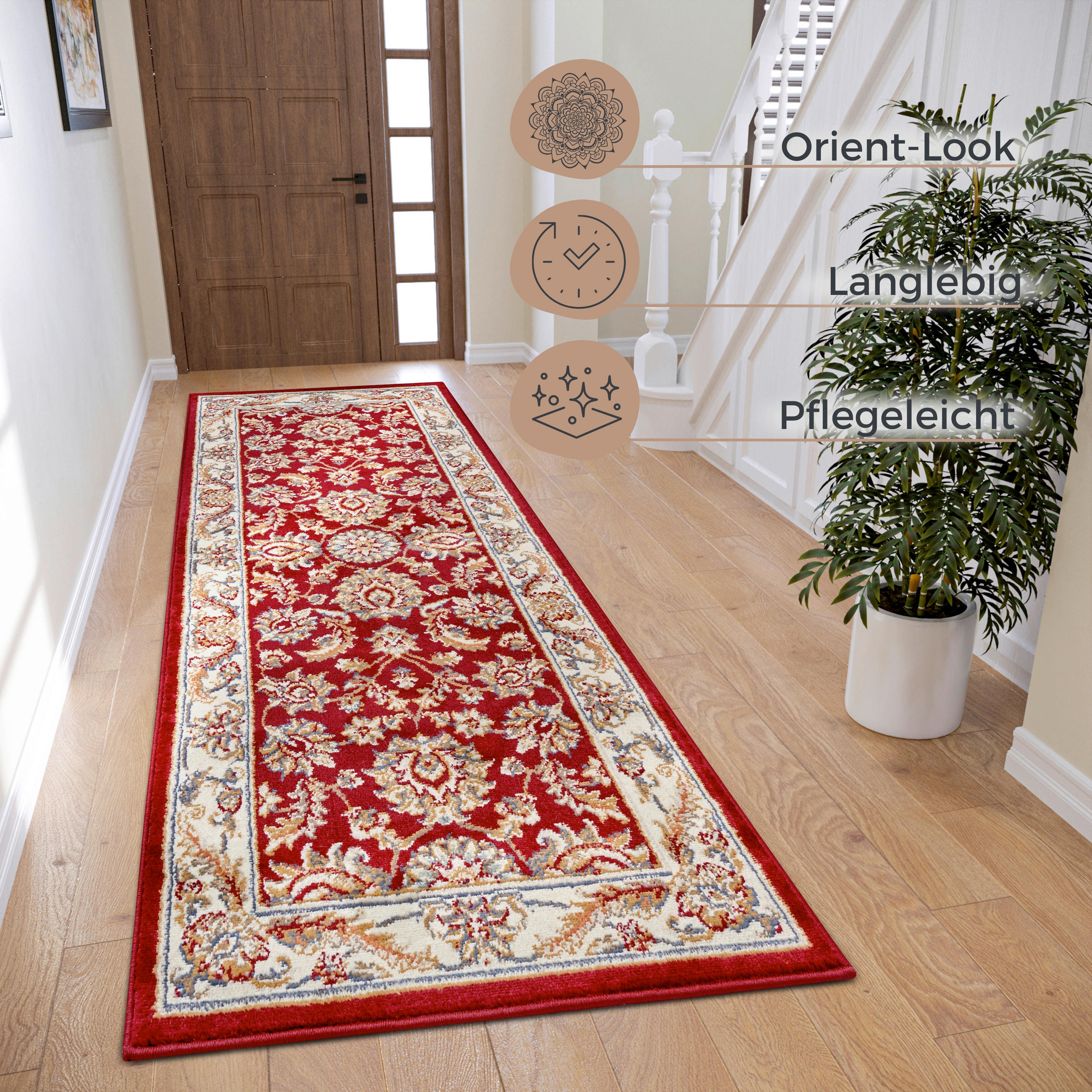 LÄUFER 80/240 cm Luxor  - Rot/Creme, Design, Kunststoff/Textil (80/240cm)