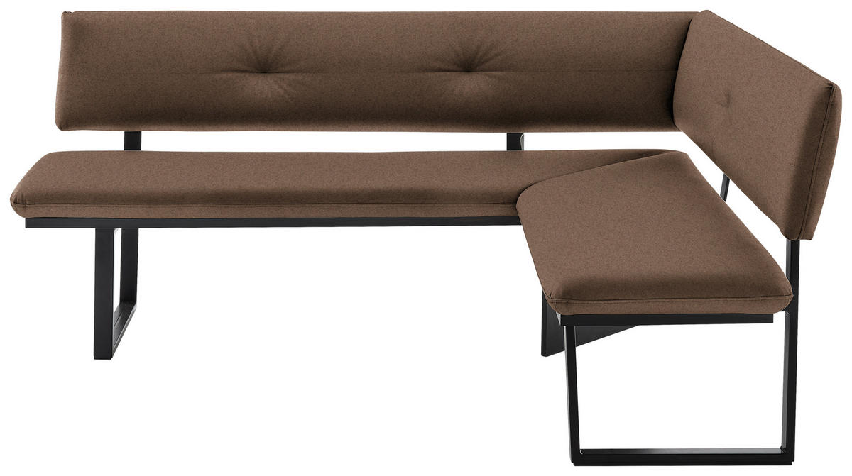 ECKBANK 205/165 cm  in Schwarz, Dunkelbraun  - Dunkelbraun/Schwarz, MODERN, Textil/Metall (205/165cm) - Cantus