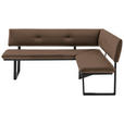 ECKBANK 190/150 cm  in Schwarz, Dunkelbraun  - Dunkelbraun/Schwarz, MODERN, Textil/Metall (190/150cm) - Cantus