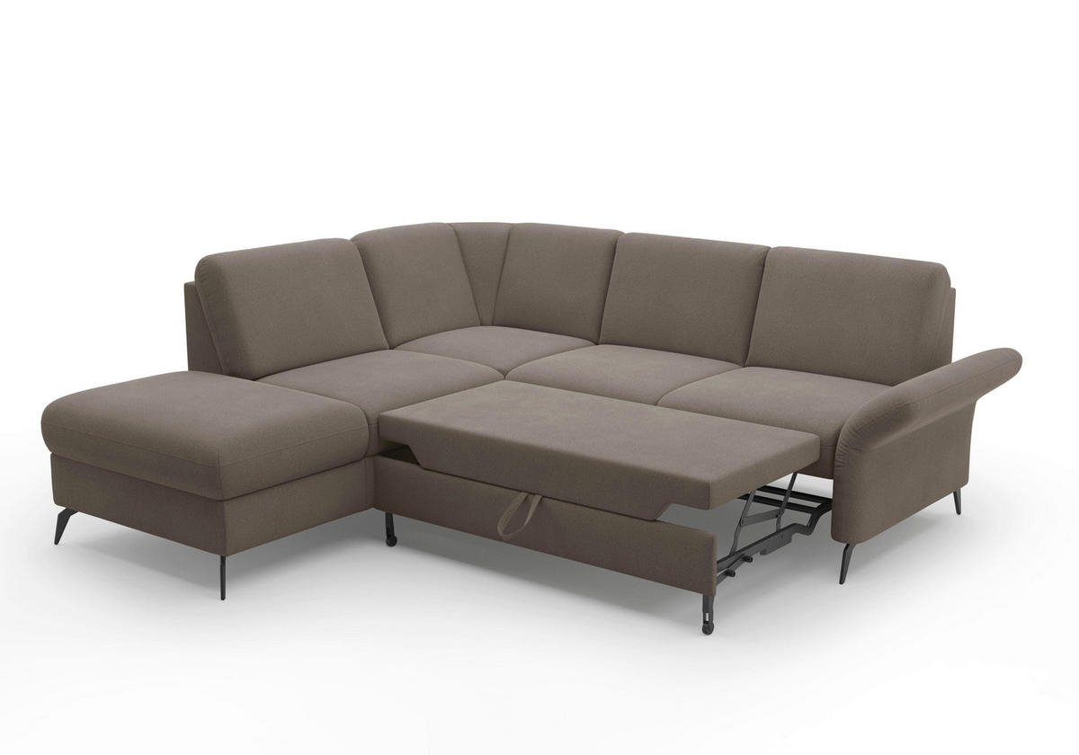 ECKSOFA ROCHELLE E Schlammfarben Flachgewebe  - Schlammfarben/Schwarz, KONVENTIONELL, Textil/Metall (216/240cm) - Sit & More
