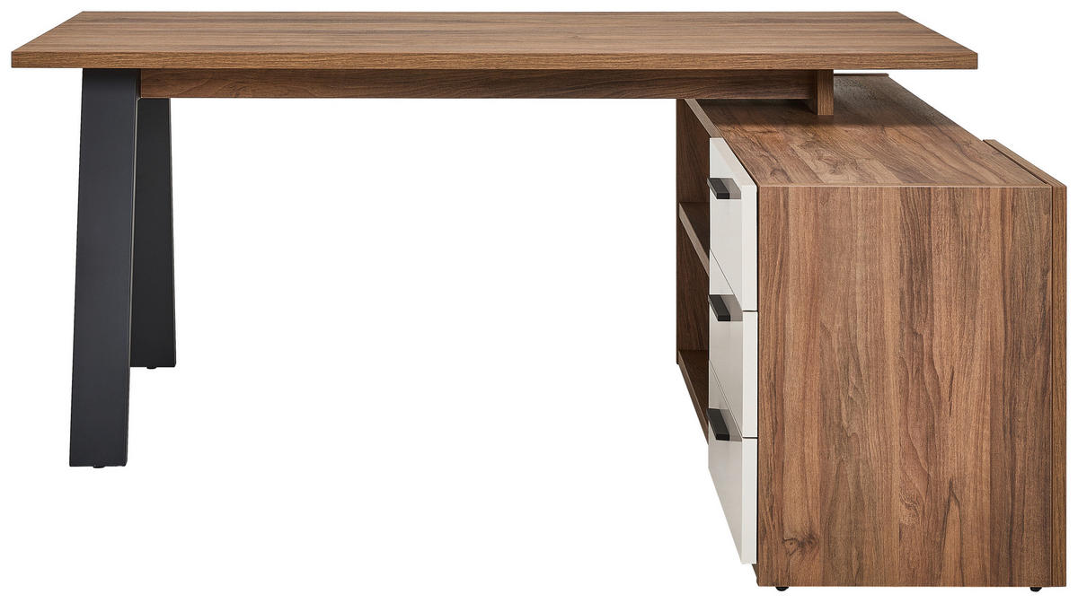 SAROKÍRÓASZTAL  - kasmírszínű/fekete, Design, faalapú anyag/fém (171/143,5/74,7cm) - Stylife