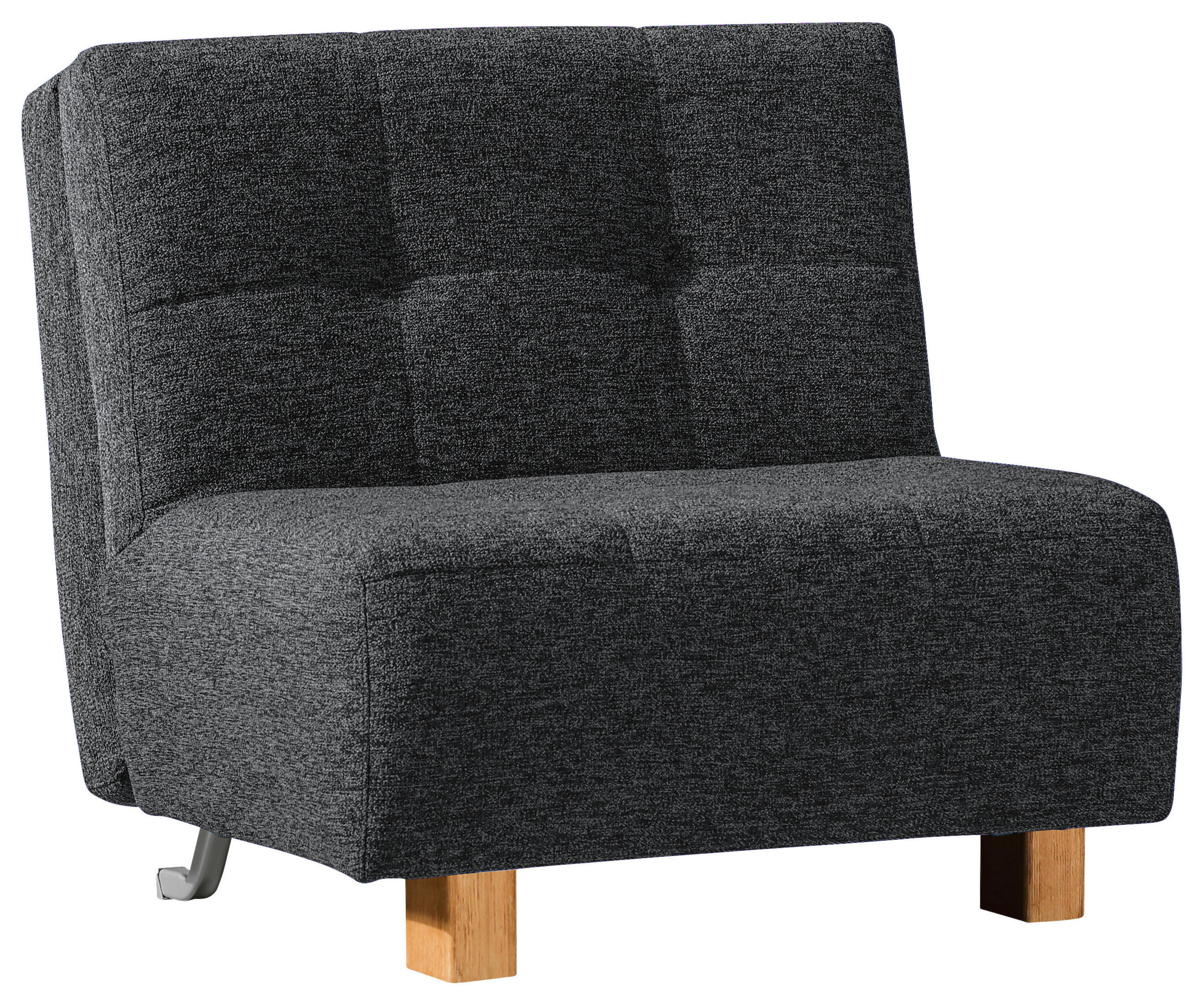 SCHLAFSESSEL Flachgewebe Dunkelgrau Fußauswahl, Stoffauswahl, Liegefunktion  - Dunkelgrau/Naturfarben, Design, Holz/Textil (85/92/102cm) - Novel