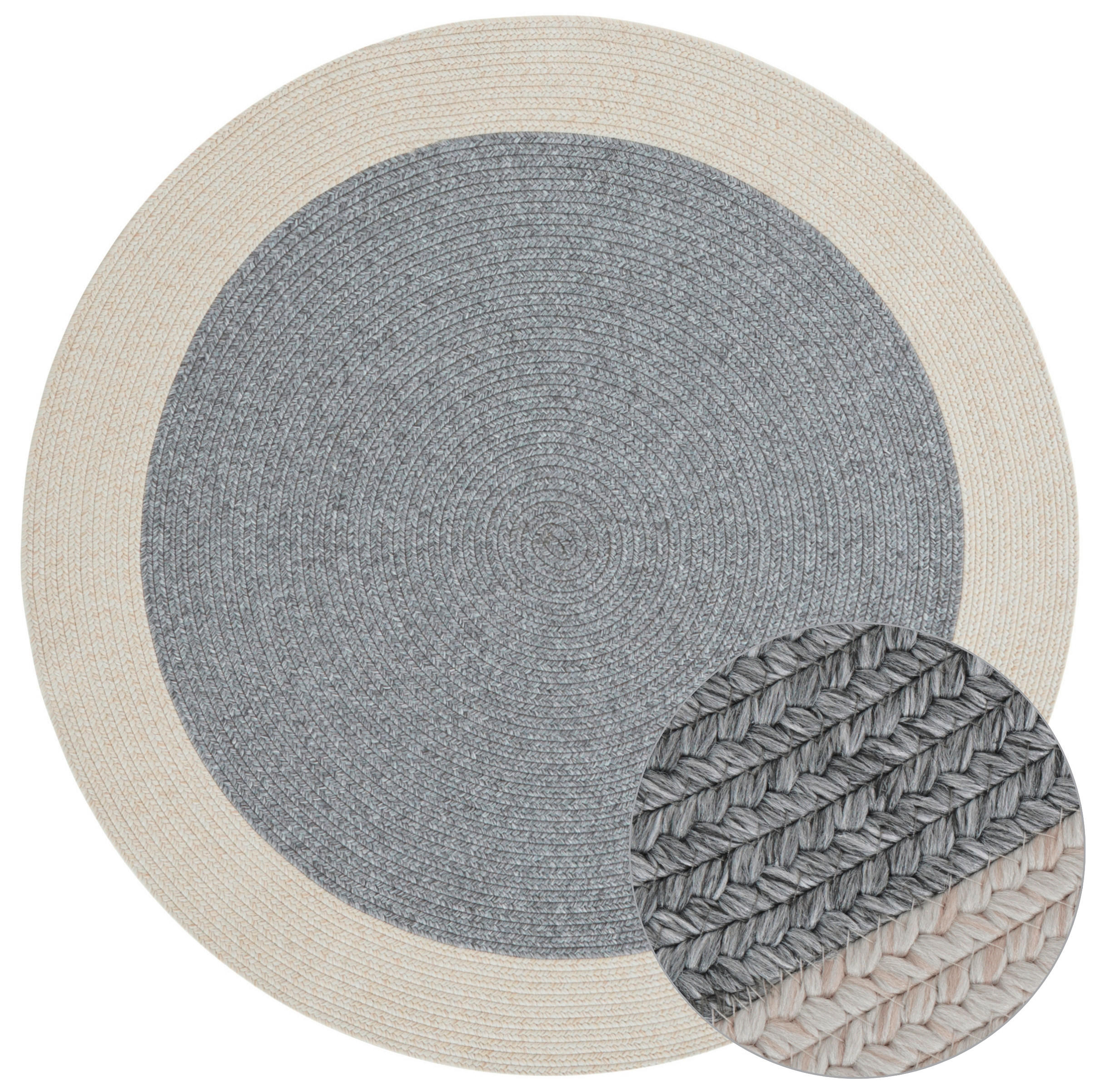 OUTDOORTEPPICH 150 cm Braided Creme, Grau  - Creme/Grau, Design, Kunststoff (150cm)