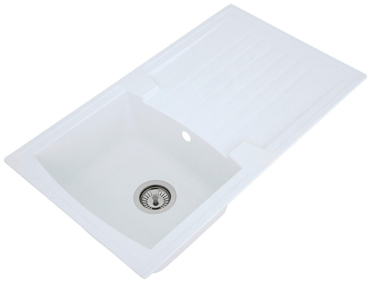 SPÜLE 1712BOSTON86X50W  - Weiß, Trend, Glas/Kunststoff (86/20/50cm) - Respekta