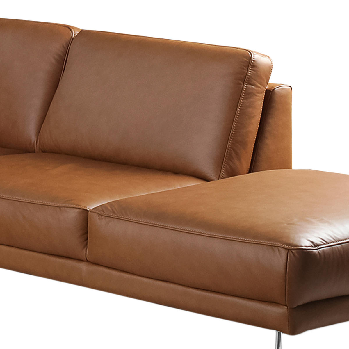 ECKSOFA in Echtleder Cognac  273/250 cm  - Chromfarben/Cognac, Design, Leder/Metall (273/250cm) - Livetastic
