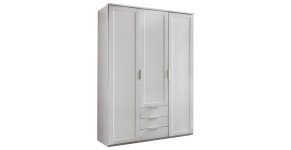 DREHTÜRENSCHRANK in Weiß - Silberfarben/Weiß, KONVENTIONELL, Holzwerkstoff (135/210/58cm) - Cantus