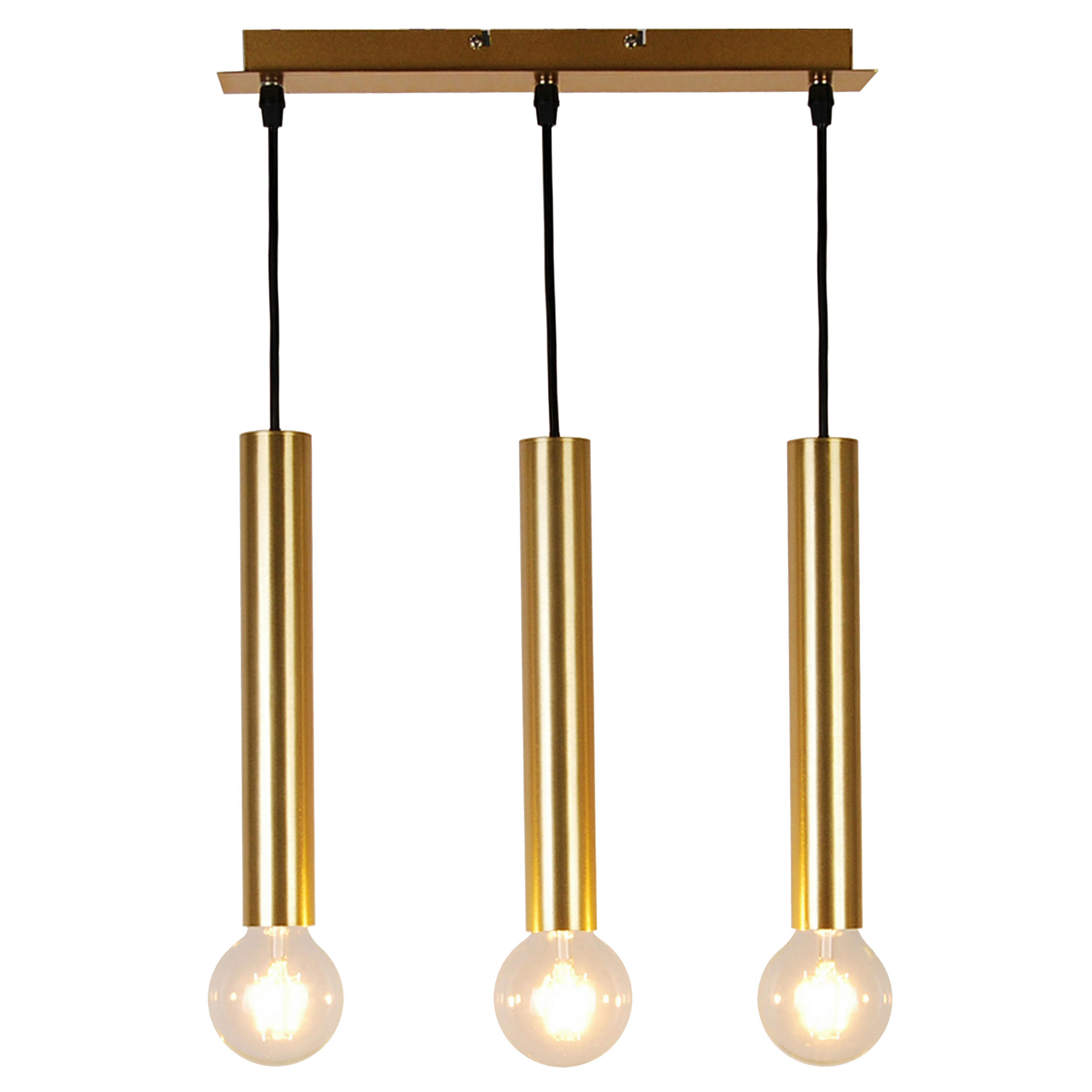 XXXLutz Pendelleuchte Dallas Gold, Schwarz 7x128.4x38 cm