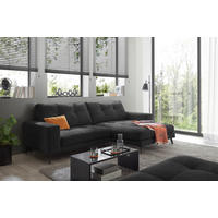 ECKSOFA ROCKPORT Schwarz Webstoff  - Schwarz, Basics, Textil/Metall (247/171cm) - Livetastic