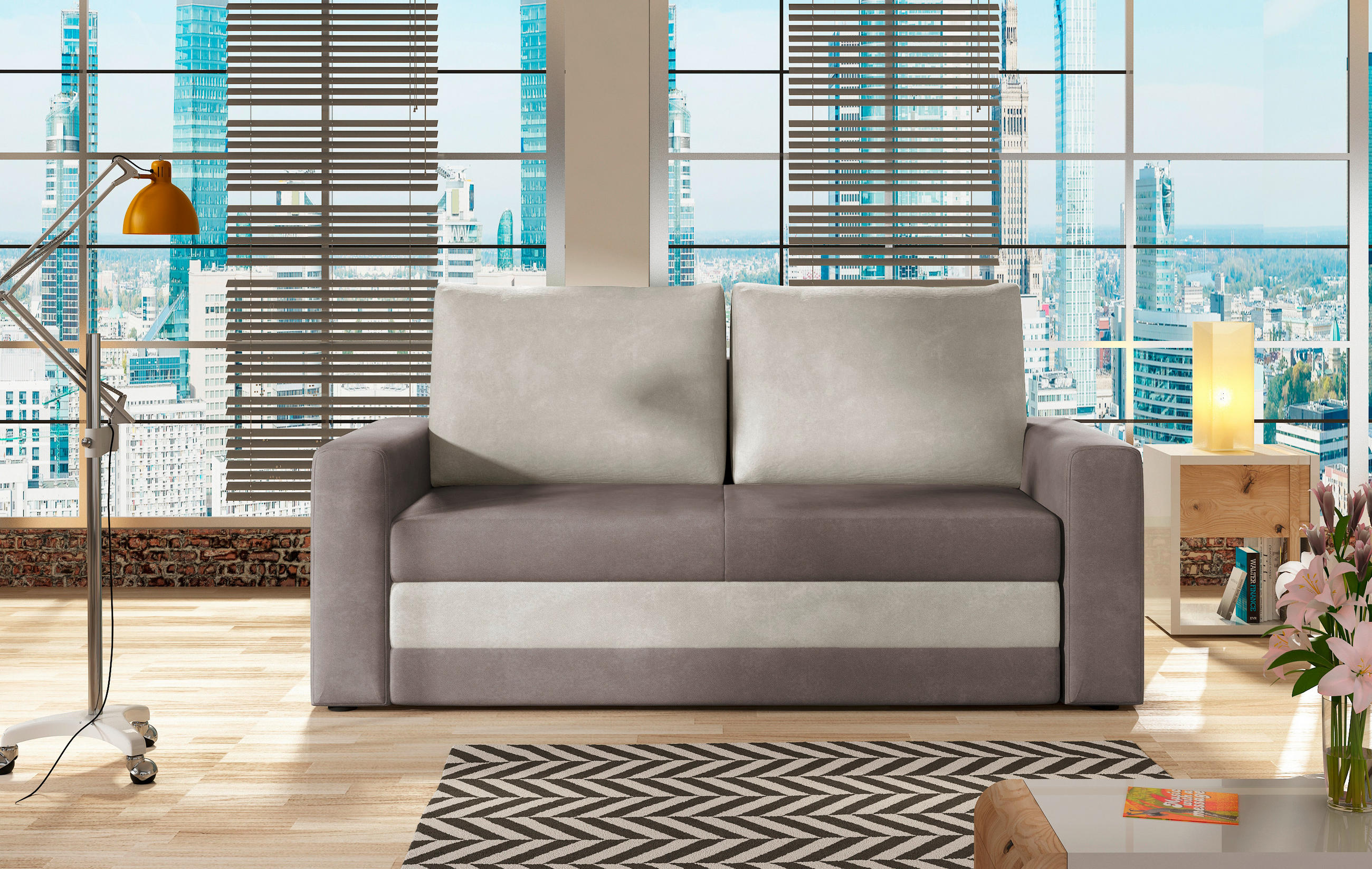 SCHLAFSOFA Samt Taupe  - Taupe/Schwarz, Design, Kunststoff/Textil (150/90/90cm) - MID.YOU