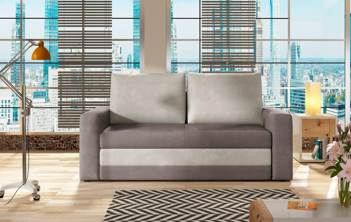 SCHLAFSOFA in Samt Taupe  - Taupe/Schwarz, Design, Kunststoff/Textil (150/90/90cm) - MID.YOU