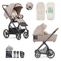 KOMBIKINDERWAGEN  FX4 Swing Set mit Handbremse  Camel-Tabak-Blume ecru  - Creme/Schwarz, Basics, Textil (100/55/130cm) - Gesslein