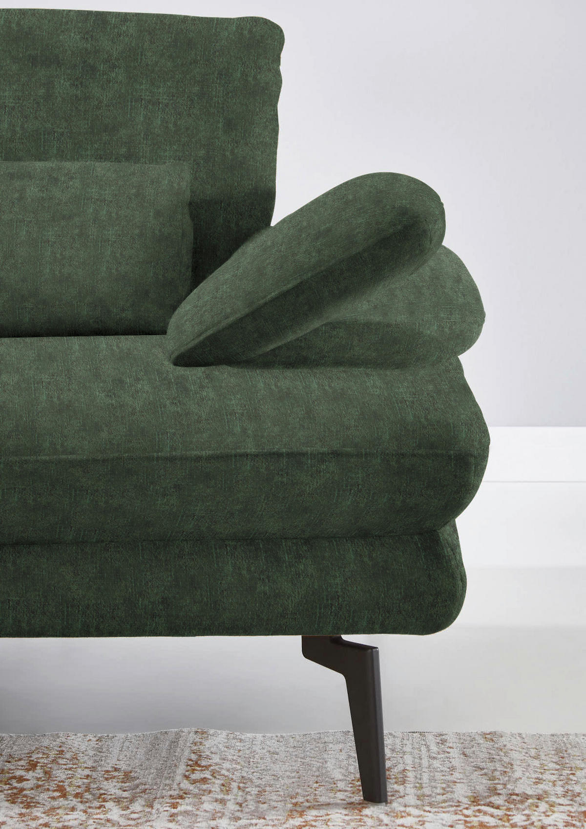 ECKSOFA in Velours Olivgrün  - Schwarz/Olivgrün, Design, Textil/Metall (180/310cm) - Dieter Knoll