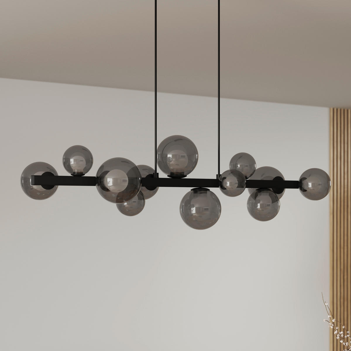 Lampă Suspendată Cu Led 95/27/150 cm  - negru maroniu, Design, sticlă/metal (95/27/150cm) - Dieter Knoll