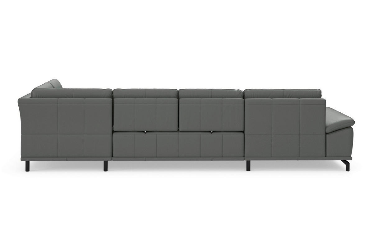WOHNLANDSCHAFT COSTELLO E Anthrazit Echtleder  - Anthrazit/Schwarz, Basics, Leder/Metall (176/363/223cm) - Sit & More