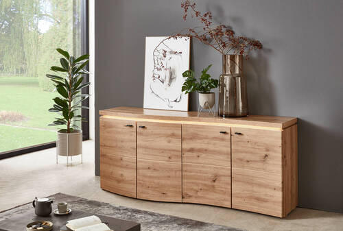 SIDEBOARD Eiche Artisan  180,2/74,6/41,2 cm  - Schwarz/Eiche Artisan, Modern, Holzwerkstoff/Kunststoff (180,2/74,6/41,2cm) - Modante