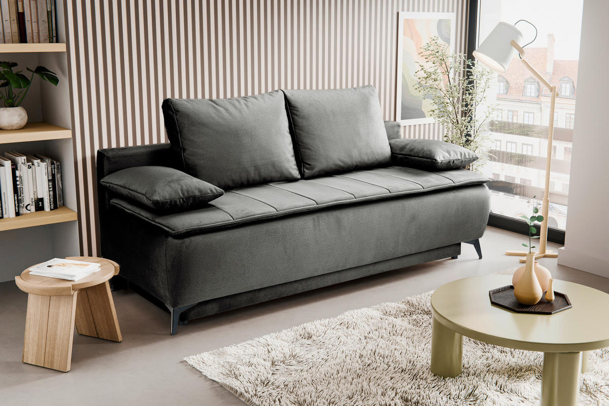 SCHLAFSOFA SENDI  mit Greige  - Greige/Schwarz, Basics, Textil/Metall (210/103/90cm) - MID.YOU