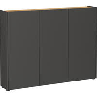SCHUHSCHRANK Graphitfarben, Eichefarben  - Eichefarben/Schwarz, Design, Holzwerkstoff/Kunststoff (138/105/25cm)