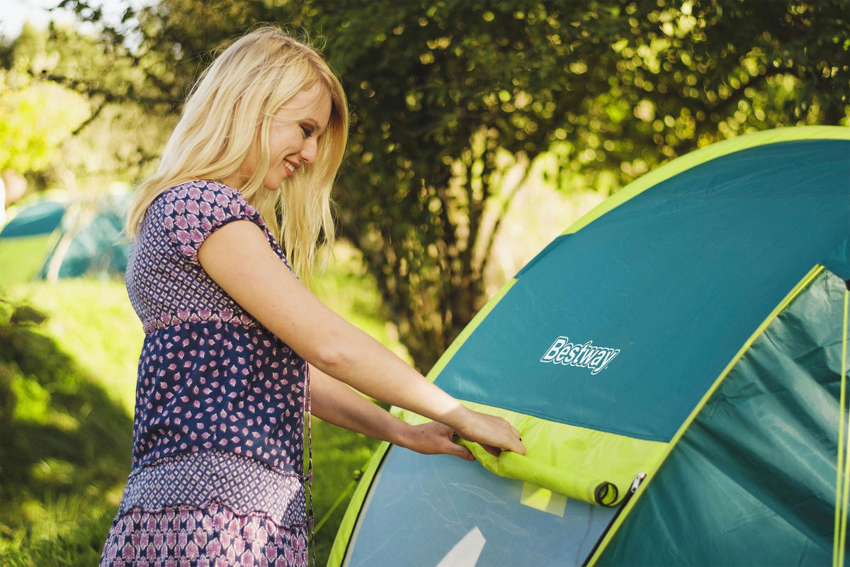 ZELT - Dunkelgrün, KONVENTIONELL, Glas/Kunststoff (235/145/100cm) - Bestway