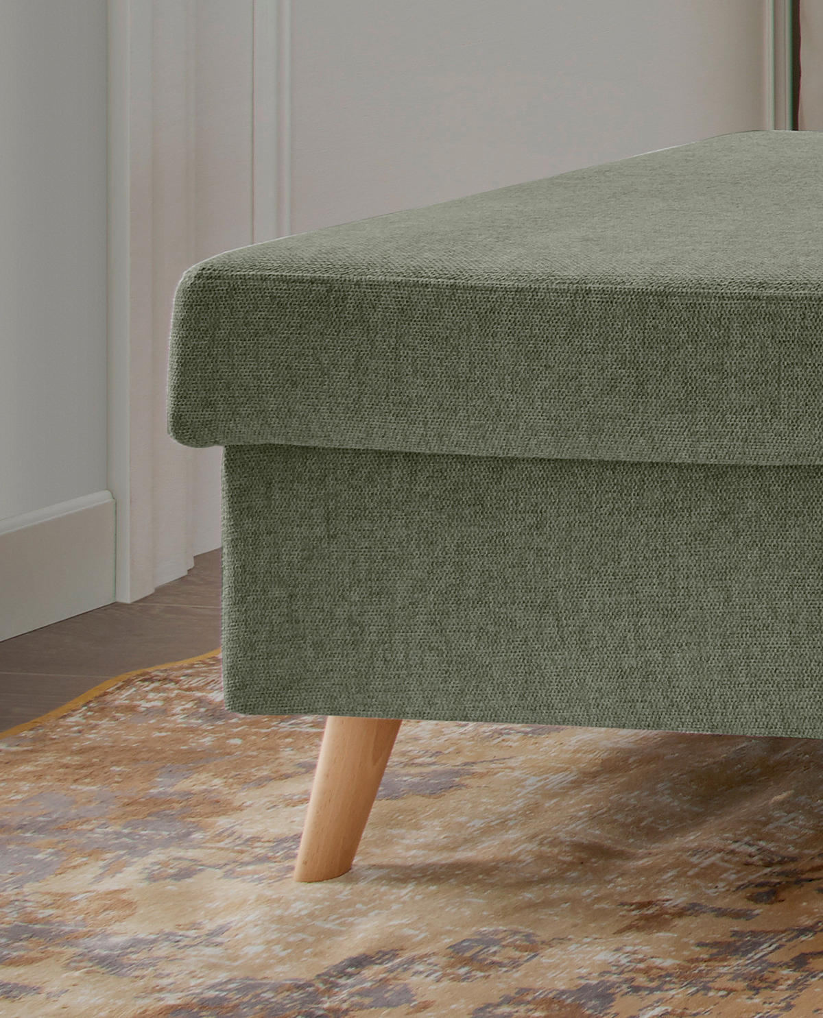 HOCKER in Textil Dunkelgrün  - Dunkelgrün/Naturfarben, Design, Holz/Textil (61/43/61cm) - P & B