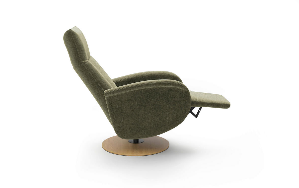 RELAXSESSEL GLENDALE E Flachgewebe Kopfteilverstellung, Rücken echt    - Eichefarben/Hellgrün, KONVENTIONELL, Holzwerkstoff/Textil (75/112/82cm) - Sit & More