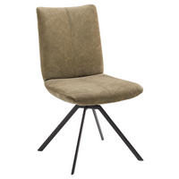 STUHL  in Edelstahl Mikrofaser  - Anthrazit/Grün, Design, Textil/Metall (53/91/66cm) - Venjakob