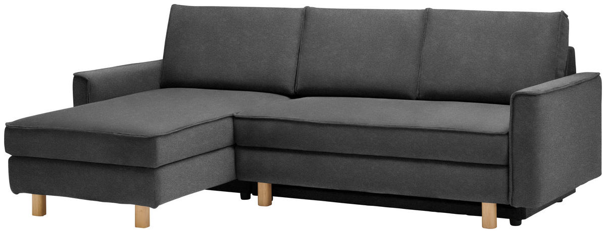 ECKSOFA in Chenille Dunkelgrau  170/237 cm  - Eichefarben/Dunkelgrau, KONVENTIONELL, Holz/Textil (170/237cm) - Sedda