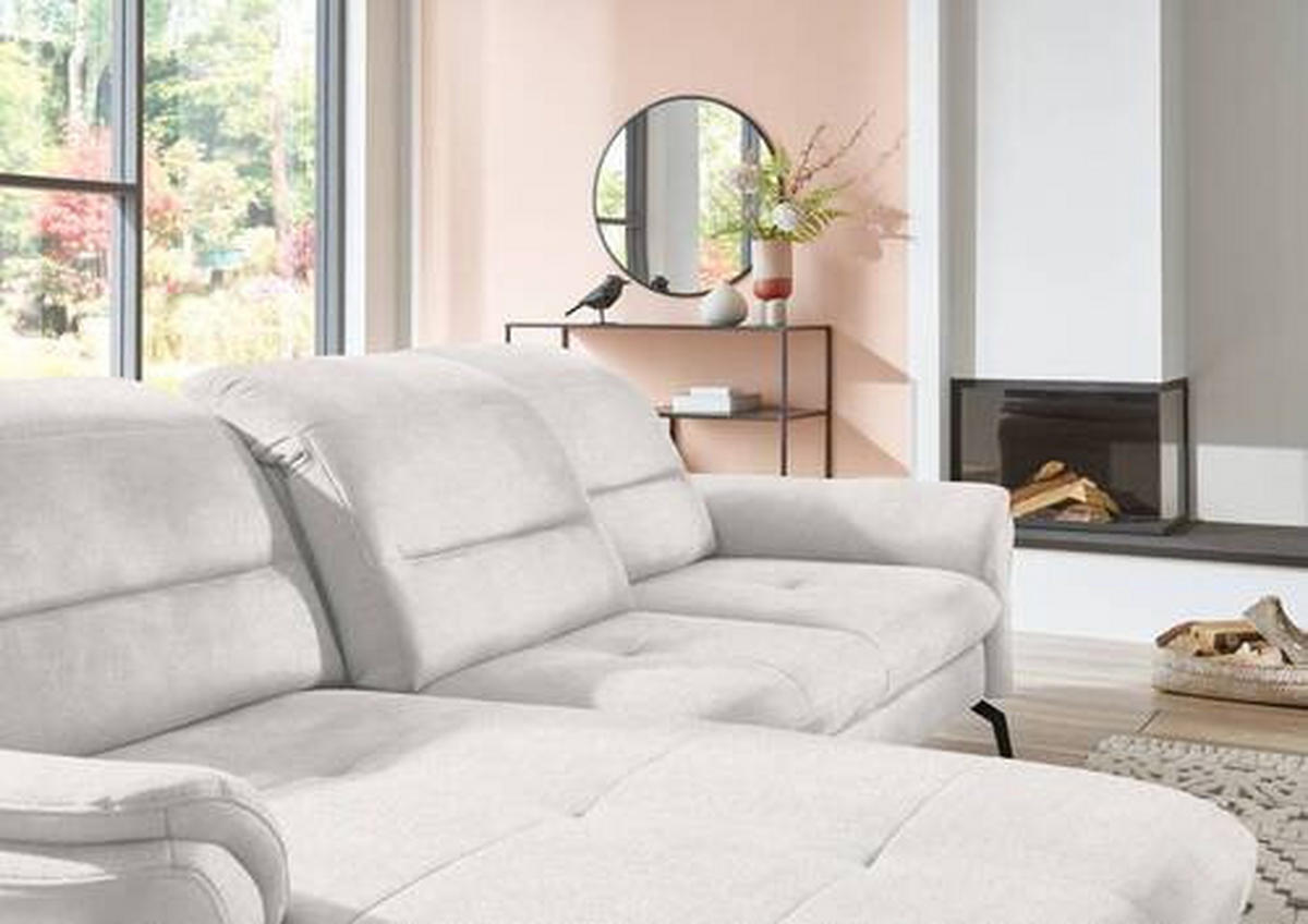 ECKSOFA in Flachgewebe Weiss  - Weiss/Schwarz, Konventionell, Textil/Metall (181/260cm) - Beldomo Speed