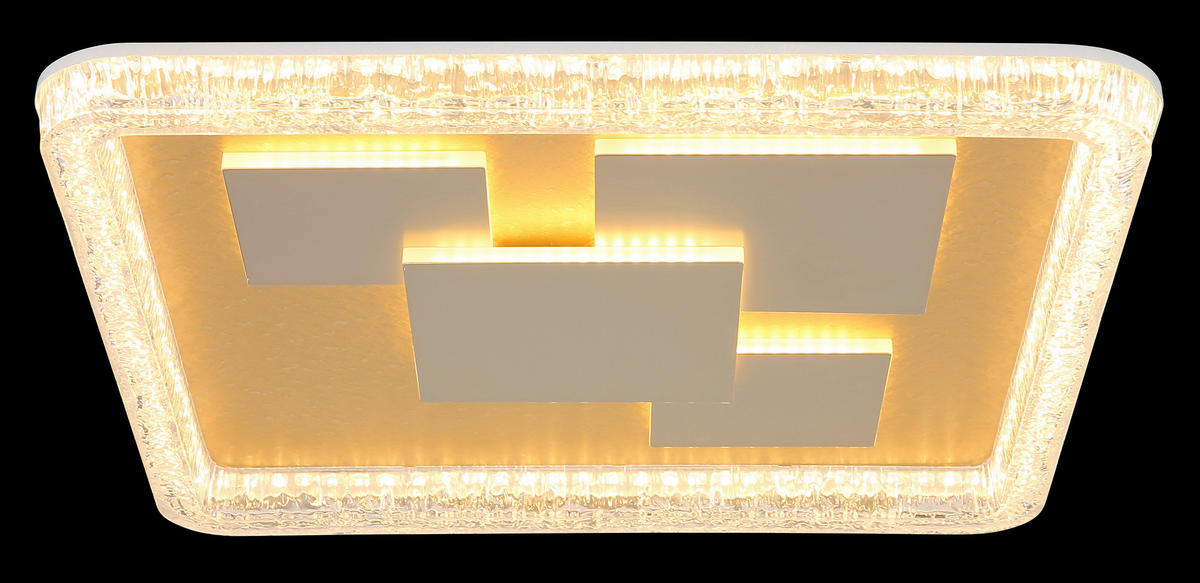 LED-DECKENLEUCHTE 48,8/48,8/7 cm   - Klar/Goldfarben, Design, Kunststoff/Metall (48,8/48,8/7cm) - Globo