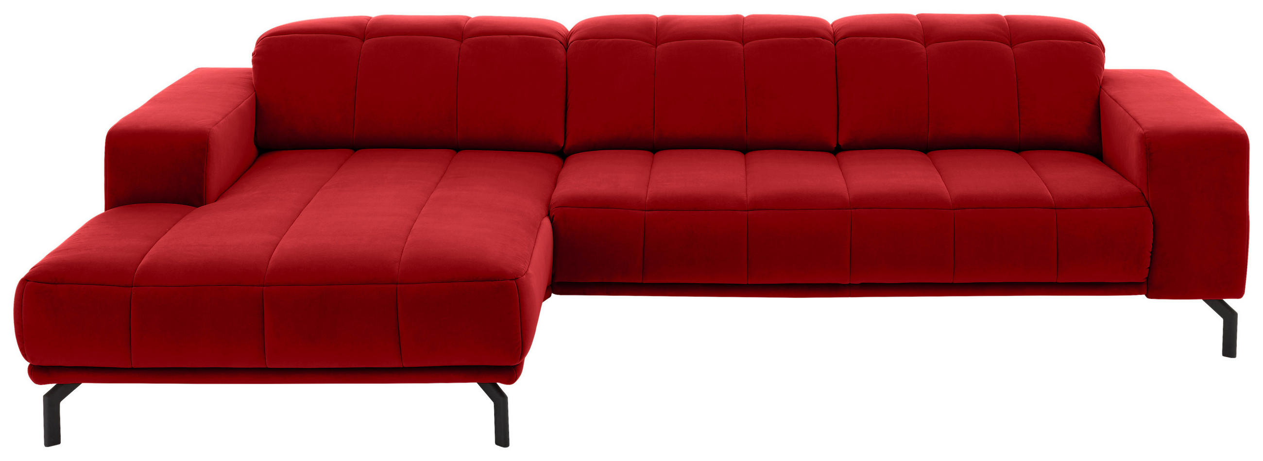 ECKSOFA in Velours Rot  - Rot/Schwarz, Design, Textil/Metall (195/293cm) - Beldomo Style