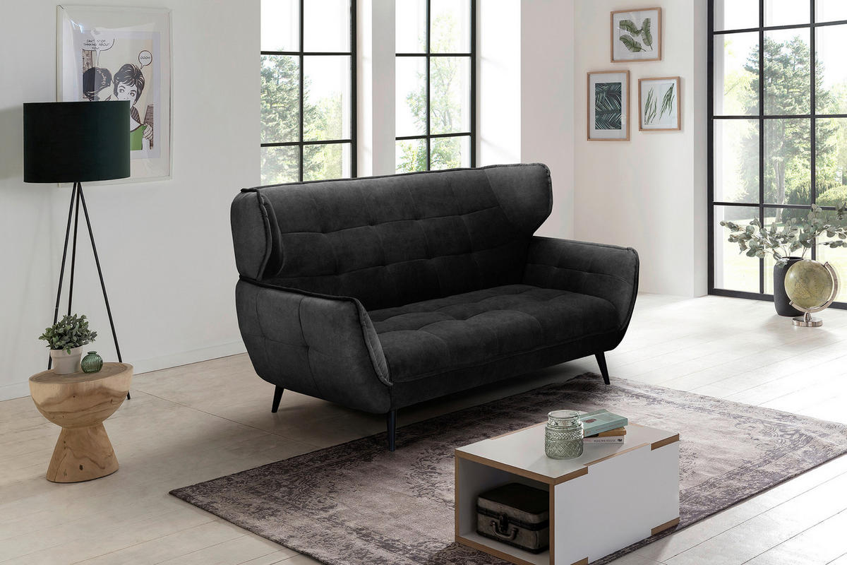 2-SITZER-SOFA in Mikrofaser Anthrazit  - Anthrazit/Schwarz, MODERN, Textil/Metall (191/105/98cm) - MID.YOU