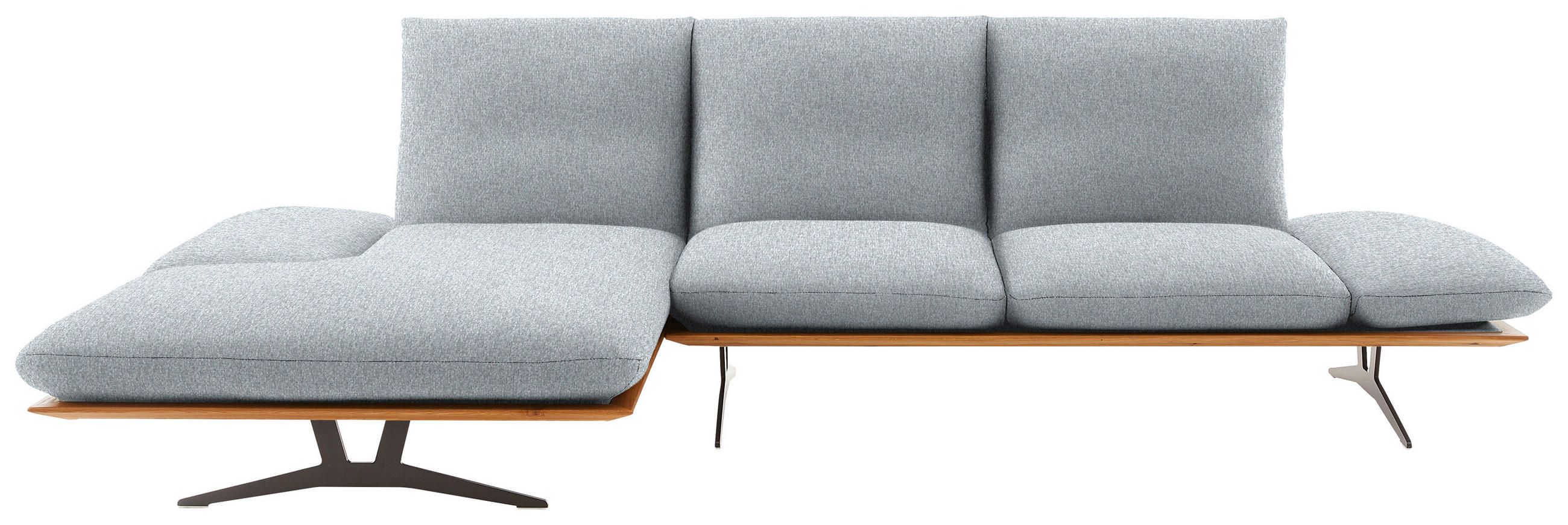 ECKSOFA in Flachgewebe Hellgrau  - Hellgrau/Schwarz, Design, Holz/Textil (159/314cm) - Dieter Knoll