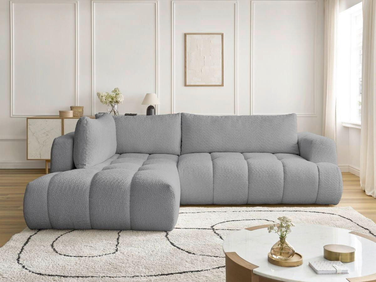ECKSCHLAFSOFA FUJI Bouclé Dunkelgrau  inkl.  - Dunkelgrau/Schwarz, MODERN, Kunststoff/Textil (204/282cm)