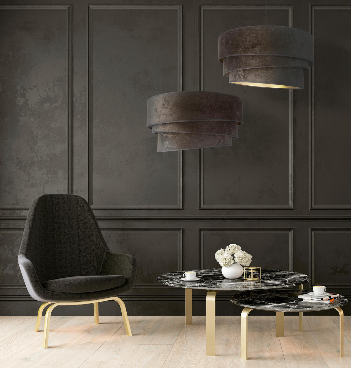 HÄNGELEUCHTE Devon 45/95 cm   - Schwarz, Design, Textil (45/95cm)