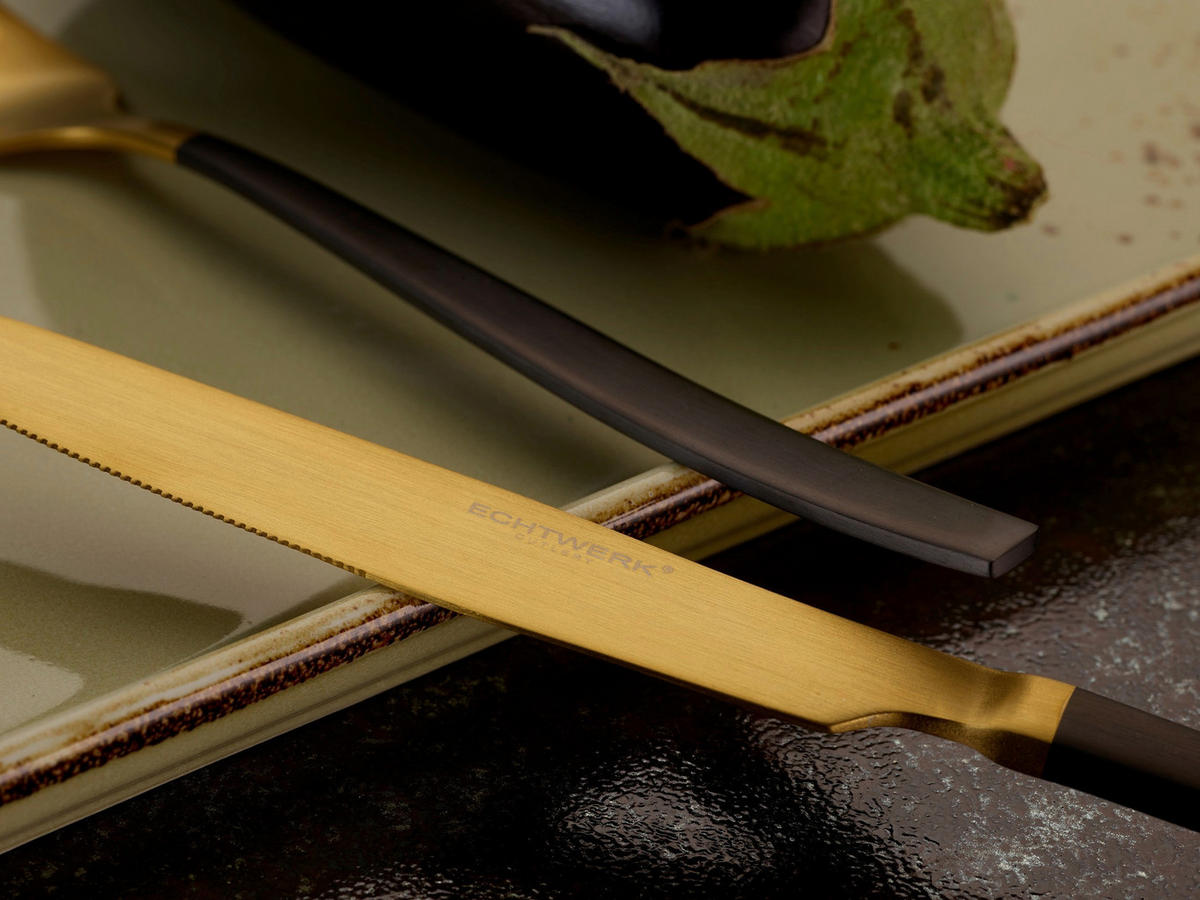 BESTECKSET  20-teilig  - Goldfarben/Schwarz, Basics, Metall - Echtwerk