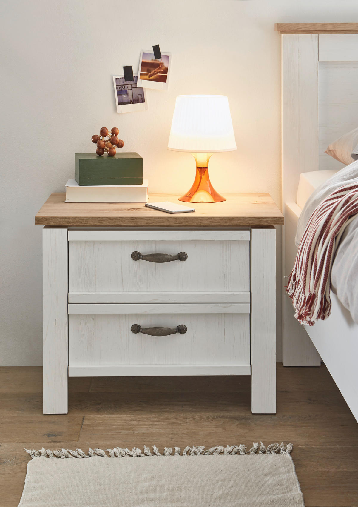 NACHTTISCH 62/50/41 cm  Weiss, Eichefarben  - Weiss/Eichefarben, Lifestyle, Holzwerkstoff/Metall (62/50/41cm) - Landscape