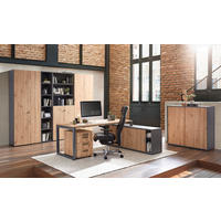ECKSCHREIBTISCH 180/80/74 cm  in Graphitfarben, Eichefarben  - Eichefarben/Graphitfarben, KONVENTIONELL, Holzwerkstoff/Kunststoff (180/80/74cm) - Venda