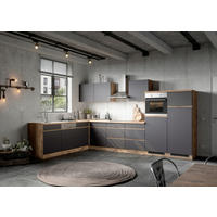 ECKKÜCHE 240/360 cm  in Grau, Eiche Wotan  - Eiche Wotan/Grau, Design, Holzwerkstoff (240/360cm) - Held