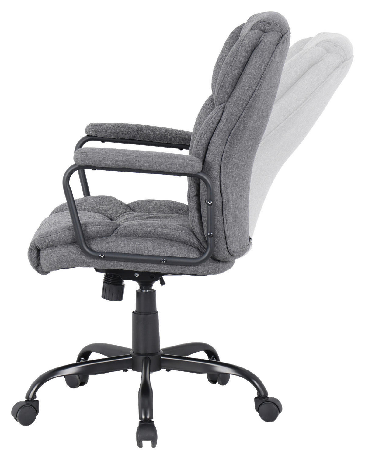 CHEFSESSEL Webstoff Grau, Schwarz Hochglanz  - Schwarz Hochglanz/Schwarz, MODERN, Textil/Metall (57/109/67cm) - MID.YOU
