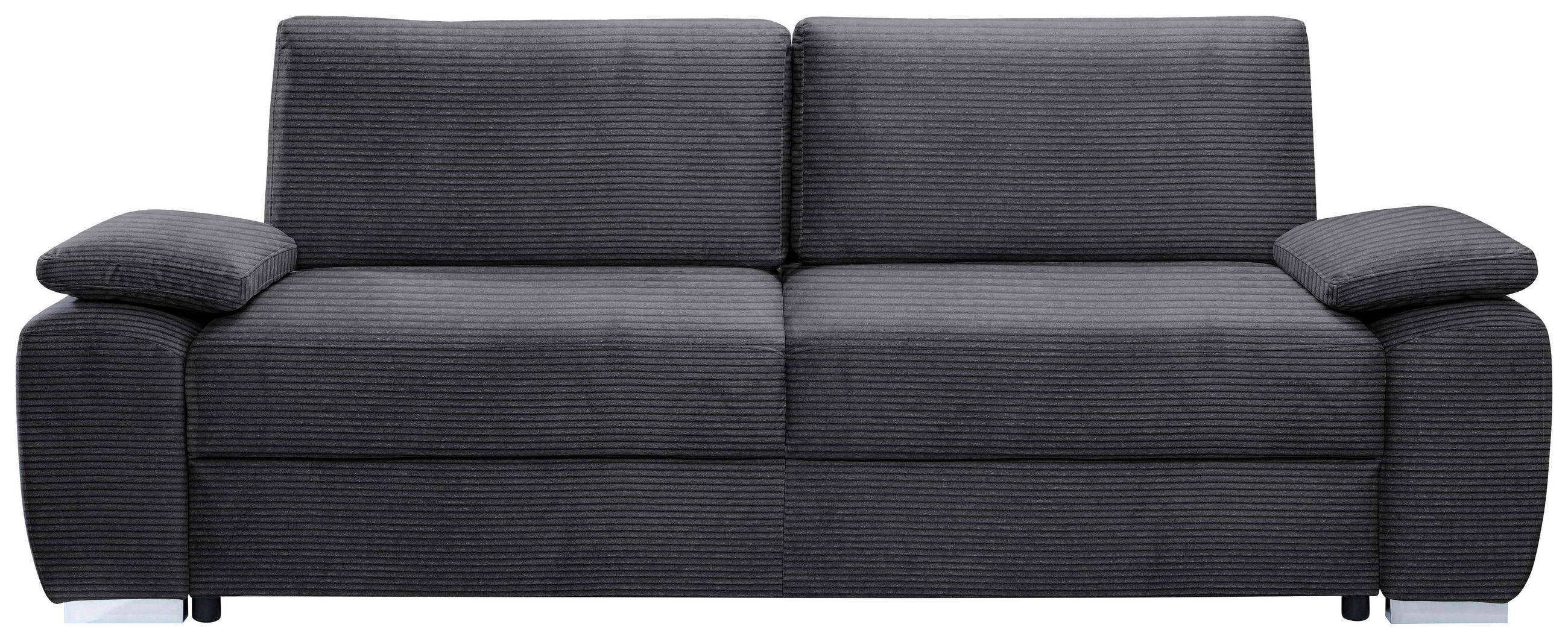 SCHLAFSOFA Cord Anthrazit, Dunkelgrau  - Chromfarben/Dunkelgrau, Design, Kunststoff/Textil (258/100/148cm) - Stylife
