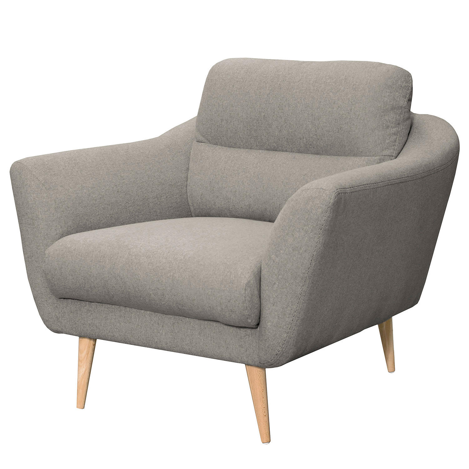 SESSEL in Webstoff Grau  - Buchefarben/Grau, Design, Holz/Textil (92/87/88cm) - Livetastic