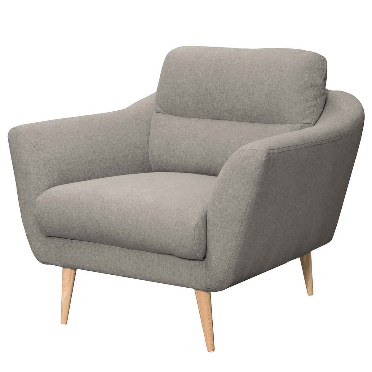 SESSEL in Webstoff Grau  - Buchefarben/Grau, Design, Holz/Textil (92/87/88cm) - Livetastic