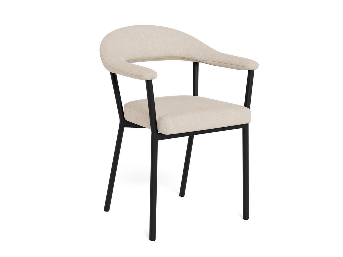 ARMLEHNSTUHL   Flachgewebe  - Sandfarben/Schwarz, MODERN, Textil/Metall (56/78/53cm) - MID.YOU