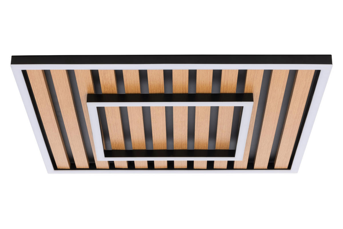 LED-DECKENLEUCHTE 50/50/6 cm   - Schwarz, Design, Holz/Kunststoff (50/50/6cm) - Novel