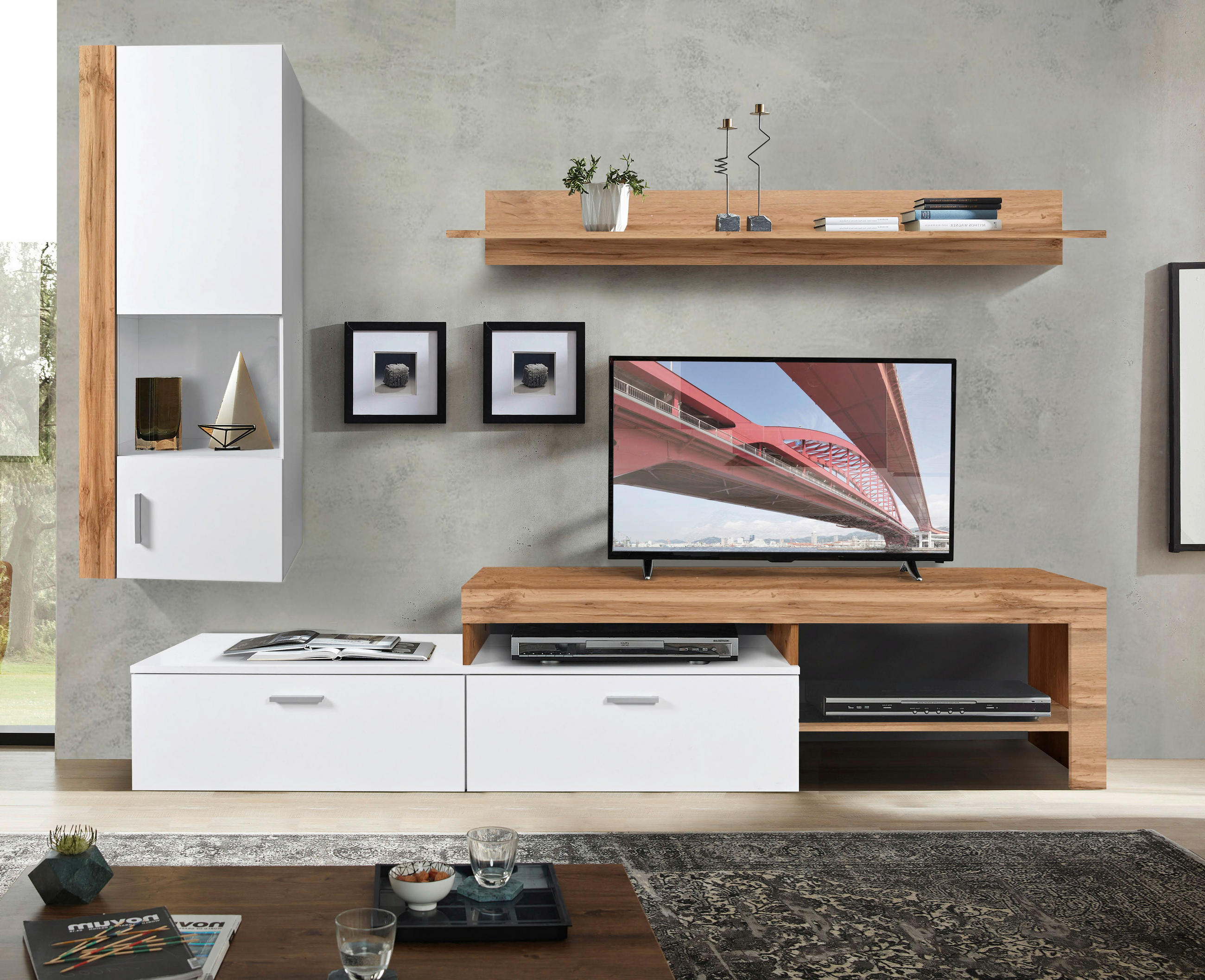 REGAL ZA DNEVNI BORAVAK bela - boja aluminijuma/bela, Moderno, plastika (250/190/40cm) - Carryhome